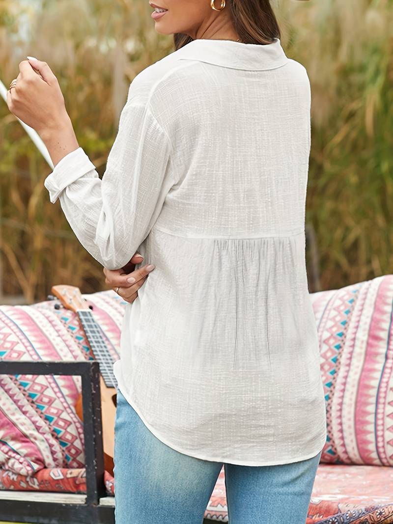 Noémie™ | Linnen Blouse met Lange Mouwen voor Vrouwen