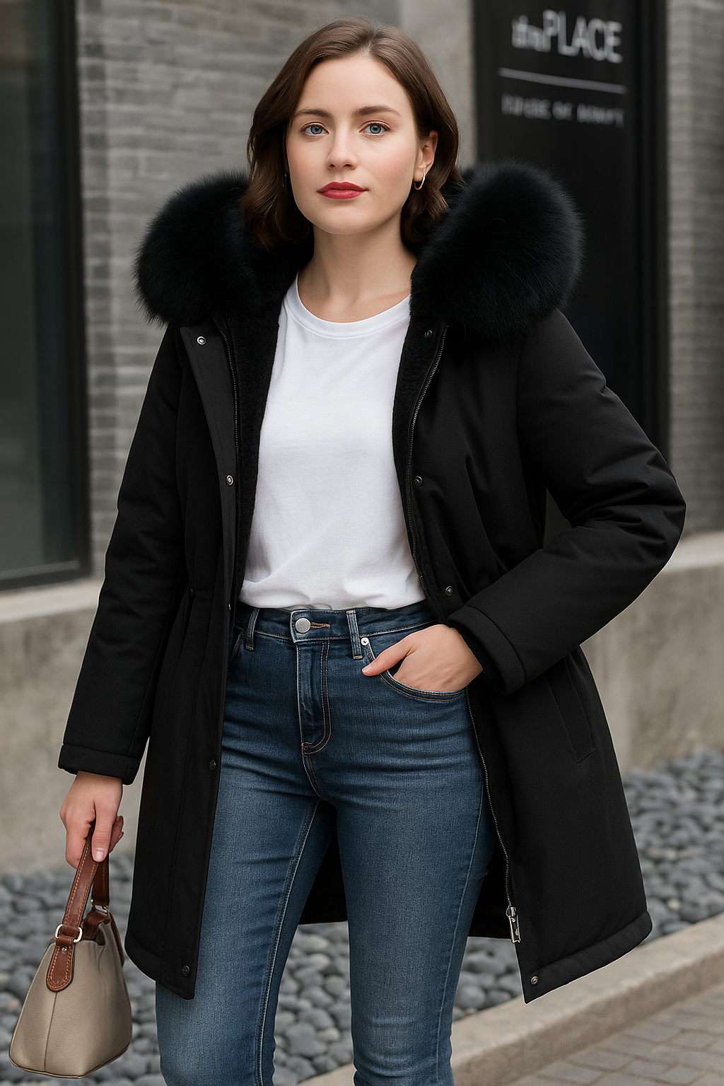 Alvara | Winterjas Met Bontkraag