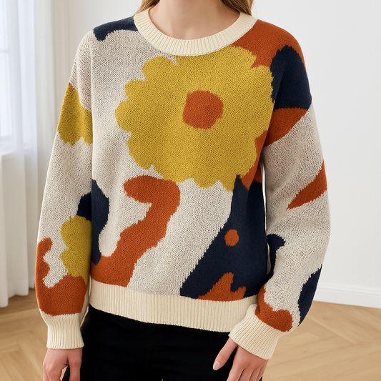Floraya | Gebreide Trui Met Bloemendessin
