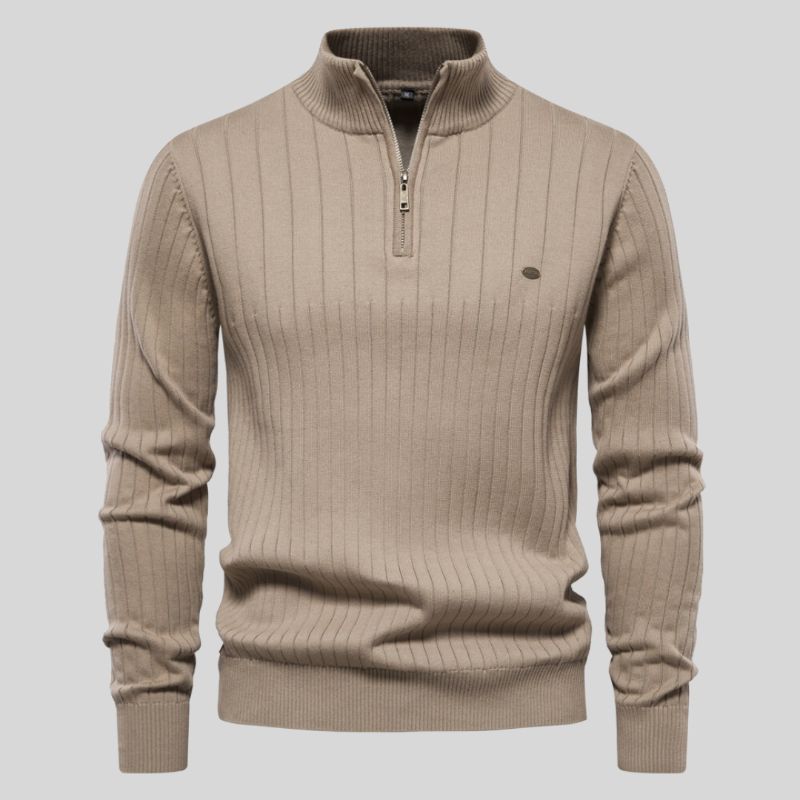 Kasper™ | Geribbelde Half-Zip Trui met Tijdloos Design en Zachte Structuur