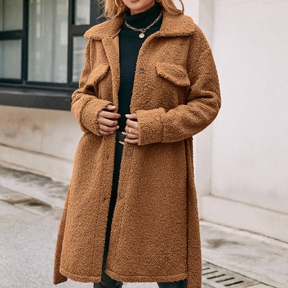 Soraya™ | Elegante Lange Mouw Zachte Trenchcoat met Enkele Knop en Fluffy Ontwerp