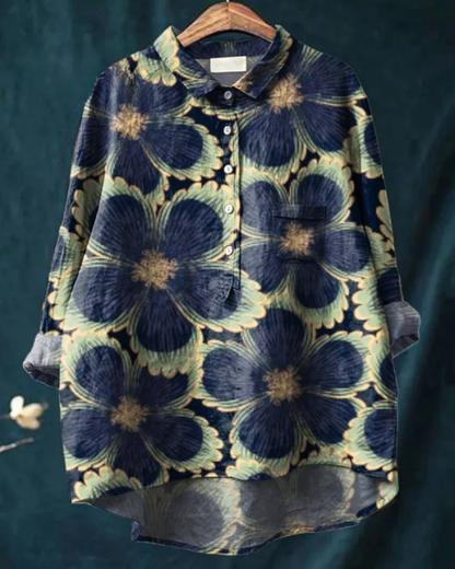 Zahara | Bohemian Blouse Dames | Luchtige Zomerblouse | Lange Mouwen | Artistieke Bloemenprint | Losvallend & Ademend