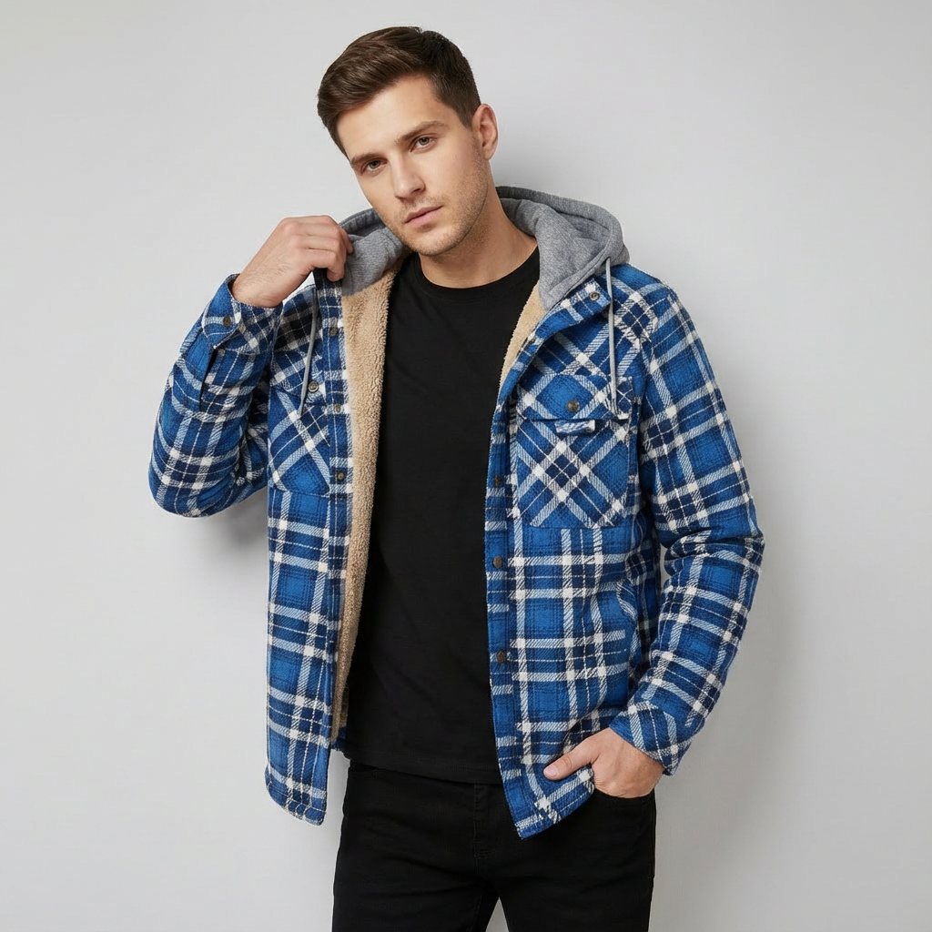 Damiaro | Gevoerde Flanellen Jas met Capuchon