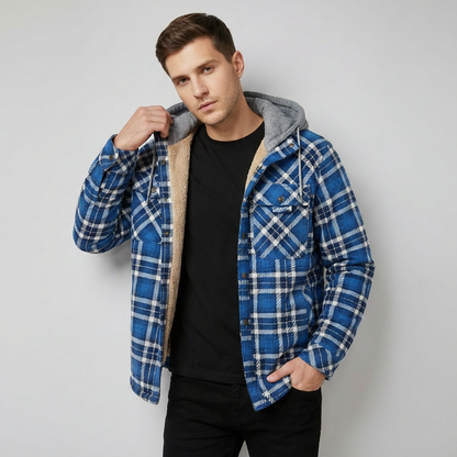 Damiaro | Gevoerde Flanellen Jas met Capuchon