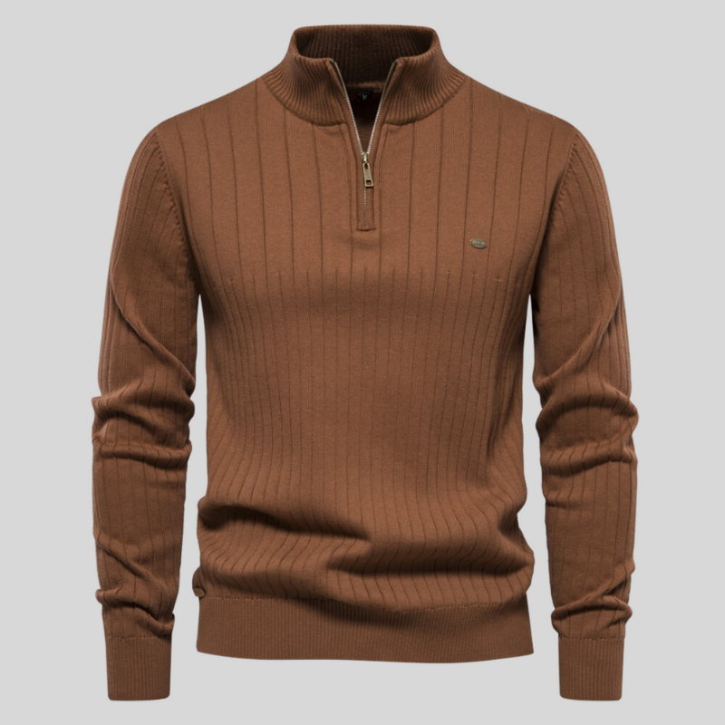 Kasper™ | Geribbelde Half-Zip Trui met Tijdloos Design en Zachte Structuur