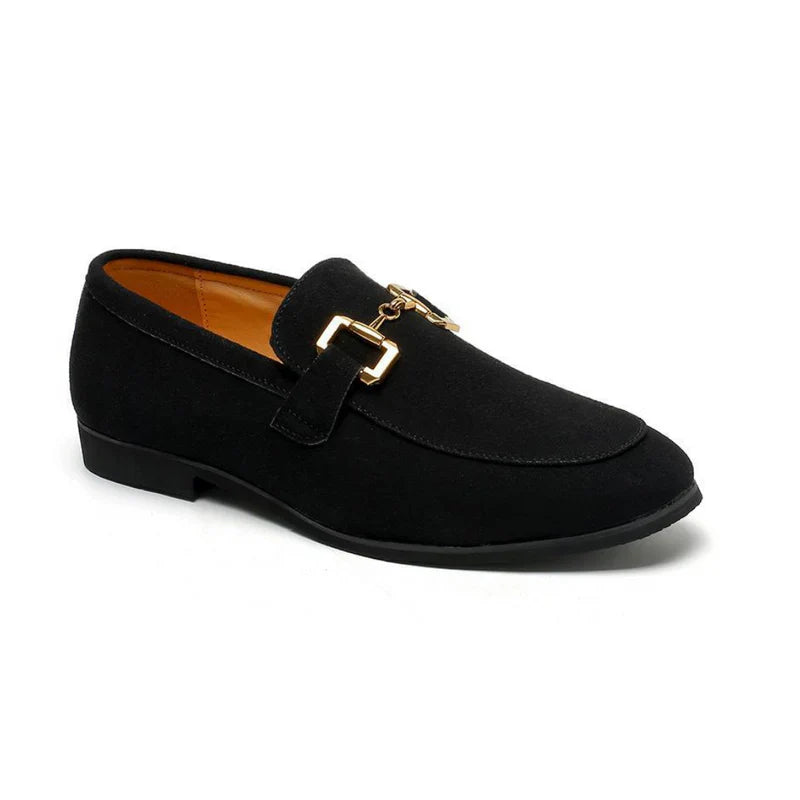 Leonardo™ | Luxe Kalfsuede Loafers met Gestikt Bovenwerk Goude Gesp en Leren Binnenzool