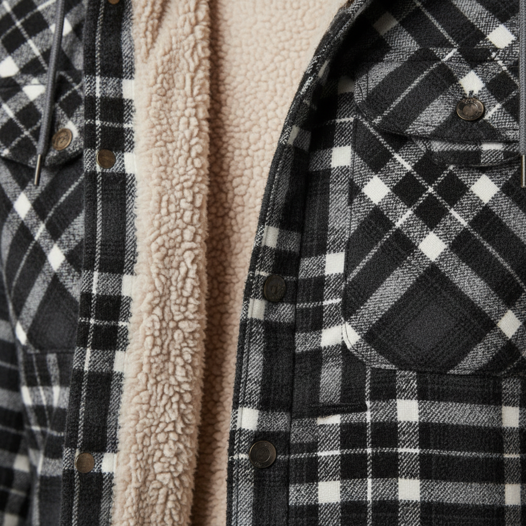 Damiaro | Gevoerde Flanellen Jas met Capuchon