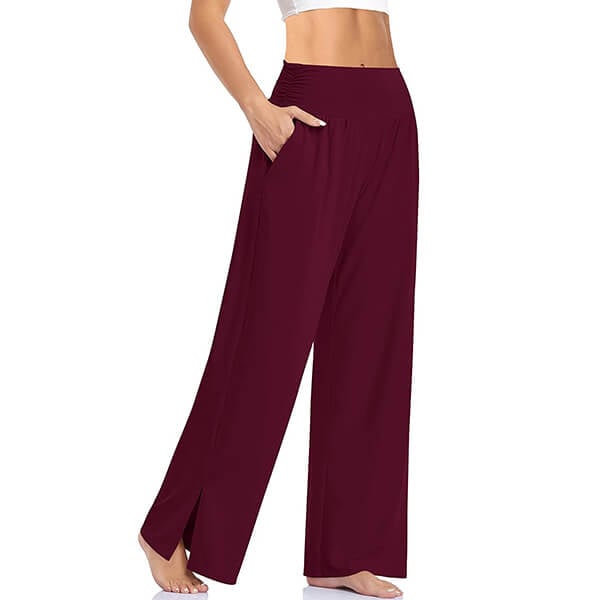 Elara™ | Dames Yoga Lounge Broek met Split | Zachte, Ademend en Comfortabel met Wijde Pijpen en Hoge Taille