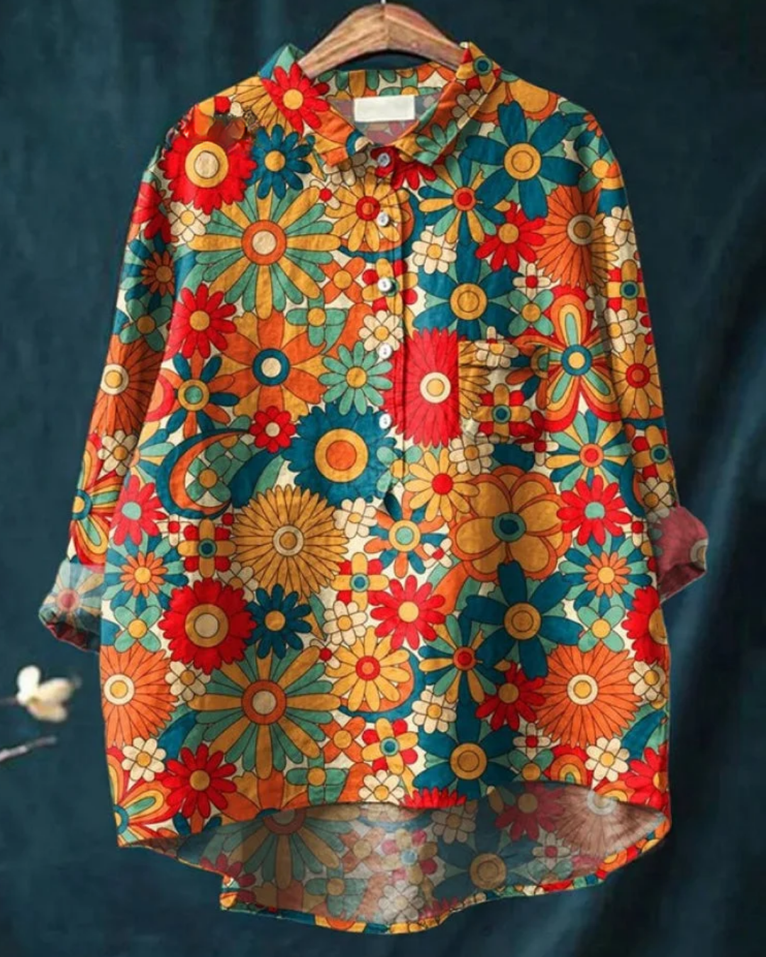 Zahara | Bohemian Blouse Dames | Luchtige Zomerblouse | Lange Mouwen | Artistieke Bloemenprint | Losvallend & Ademend