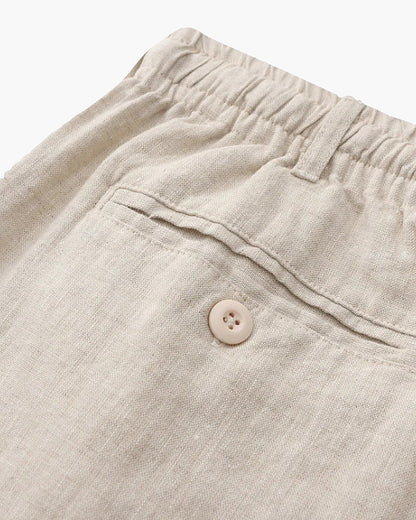 Nereo | Linnenlook Zomershort Heren met Elastische Taille & Steekzakken