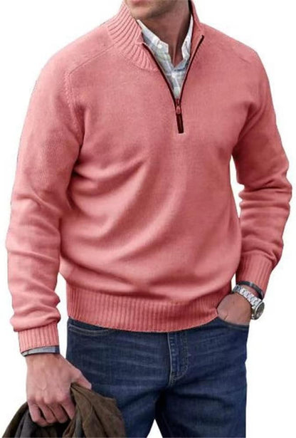 Liam™ | Heren Half-Zip Gebreide Trui | Fijngebreide Pullover met Ritskraag en Opstaande Ribboord