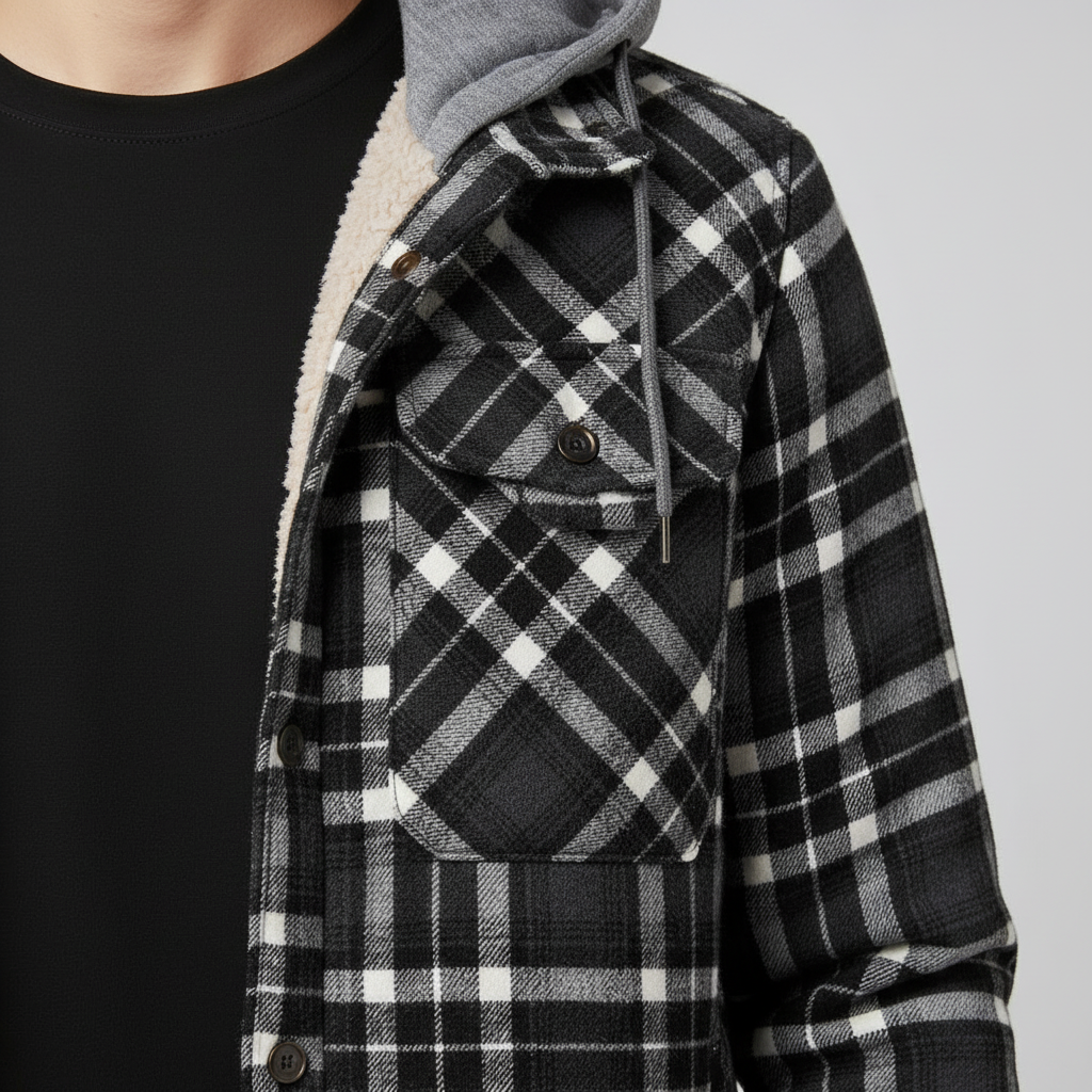 Damiaro | Gevoerde Flanellen Jas met Capuchon