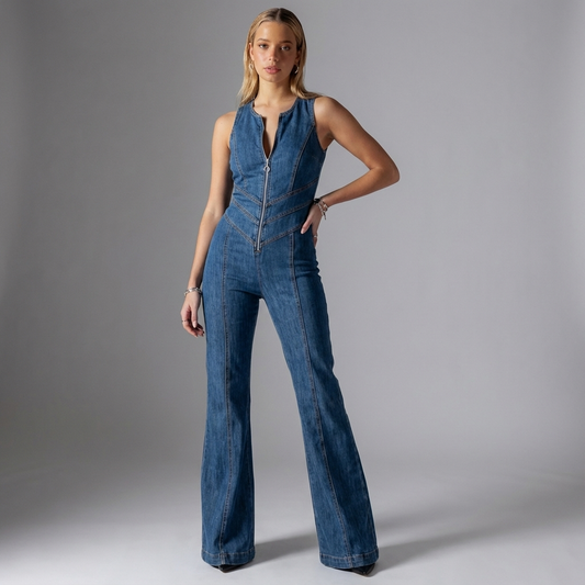 Denvara | Mouwloze Denim Jumpsuit