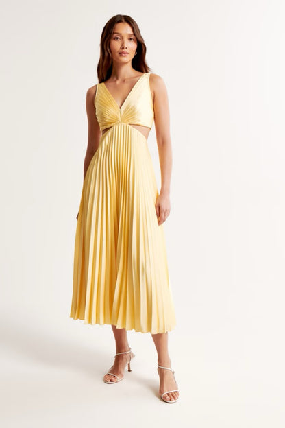 Felice™ | Elegante Maxi Jurk met Diepe V-Hals en Moderne Uitsnijdingen