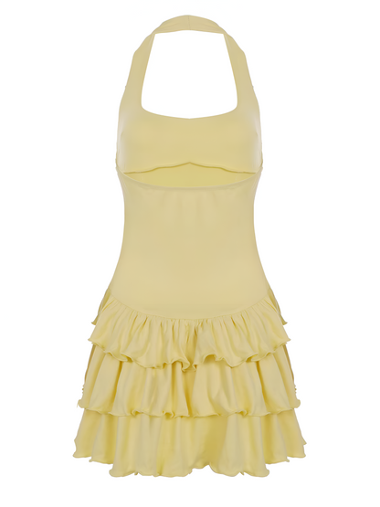 Zaraine | Gele Mini Halterjurk Dames