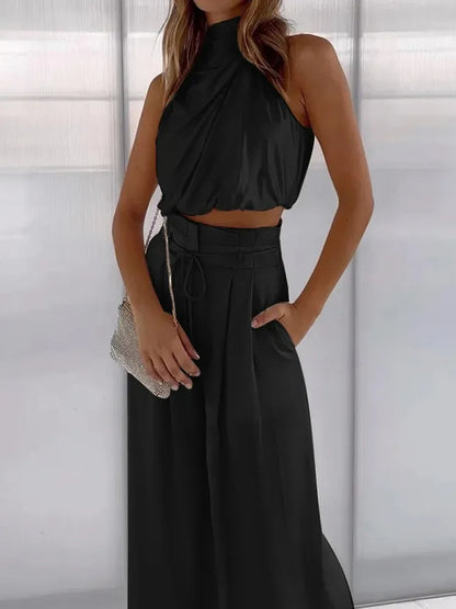 Valencia | Elegante Tweedelige Haltertop & Broek Set Dames