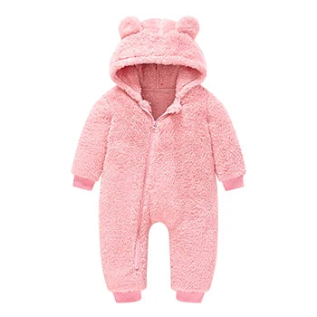 Elian™ | Unisex Teddy Onesie voor Baby’s | Warme Gevoerde Winter Jumpsuit met Capuchon en Berenoortjes