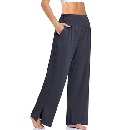 Elara™ | Dames Yoga Lounge Broek met Split | Zachte, Ademend en Comfortabel met Wijde Pijpen en Hoge Taille