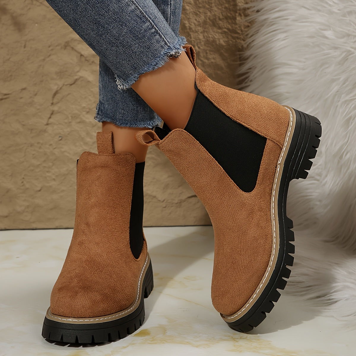 Nerina | Chelsea Boots Zwart Suède
