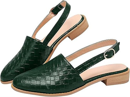 Aria | Slingback Loafers Dames | Gevlochten & Open Hiel | Lage Hak | Comfortabel & Trendy Zomerschoen