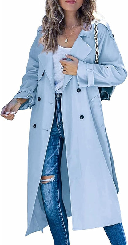 Camille™ | Effen Trenchcoat met Klassieke Reverskraag en Dubbele Knoopsluiting