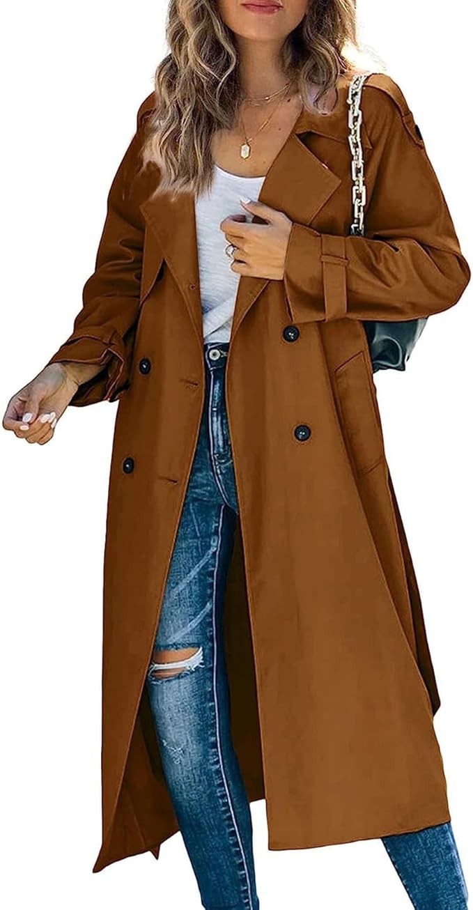 Camille™ | Effen Trenchcoat met Klassieke Reverskraag en Dubbele Knoopsluiting