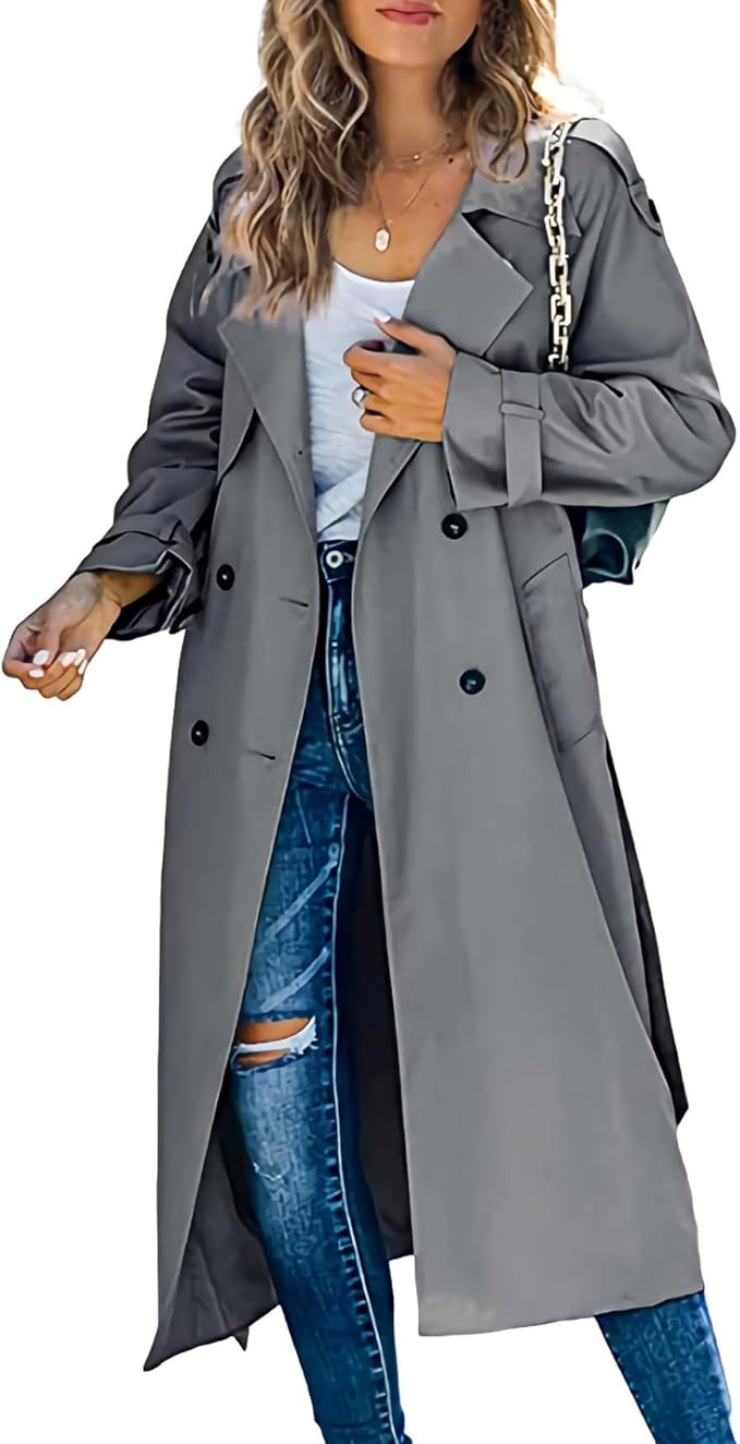 Camille™ | Effen Trenchcoat met Klassieke Reverskraag en Dubbele Knoopsluiting