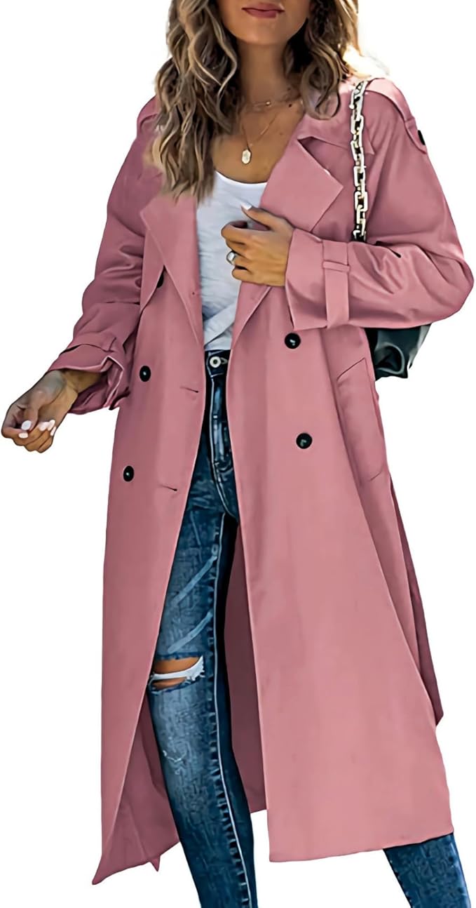 Camille™ | Effen Trenchcoat met Klassieke Reverskraag en Dubbele Knoopsluiting
