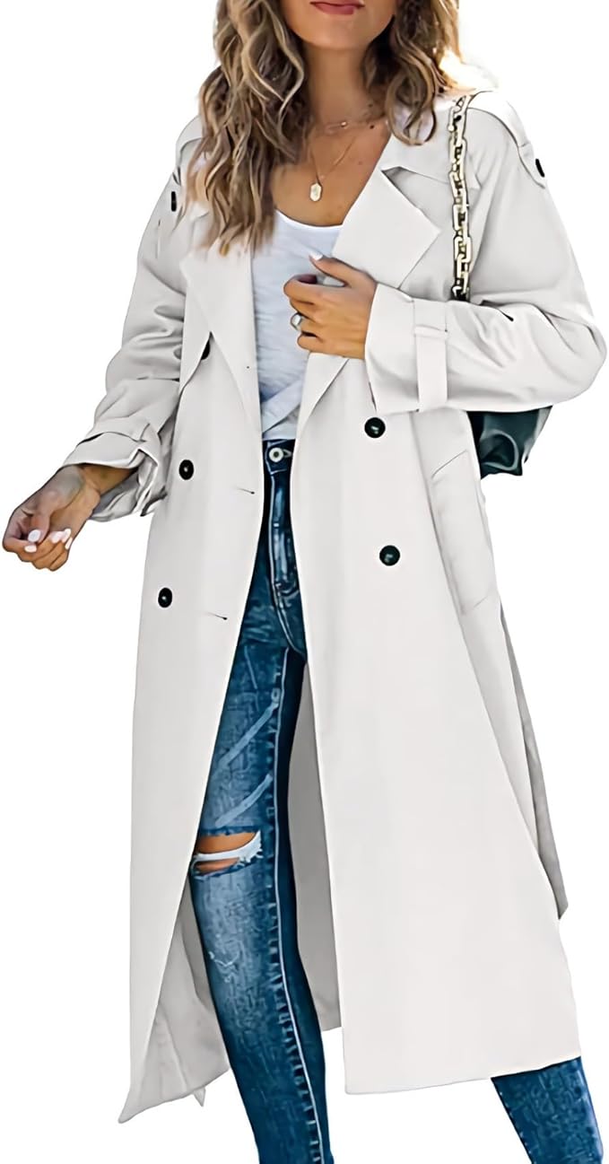 Camille™ | Effen Trenchcoat met Klassieke Reverskraag en Dubbele Knoopsluiting