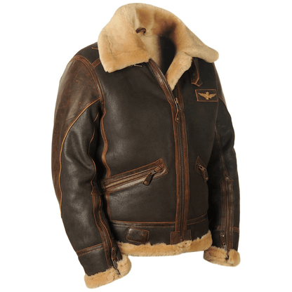 Rheon | Leren Pilotenjas Met Shearling
