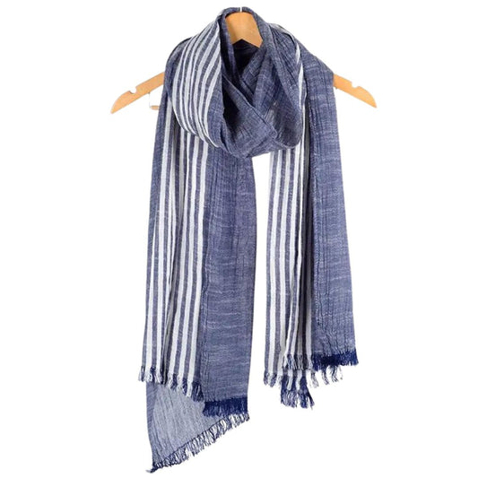 Elias™ | Unisex Gestreepte Lente Sjaal met Franjes | Zachte, Lichtgewicht en Ademende Herfst Accessoire