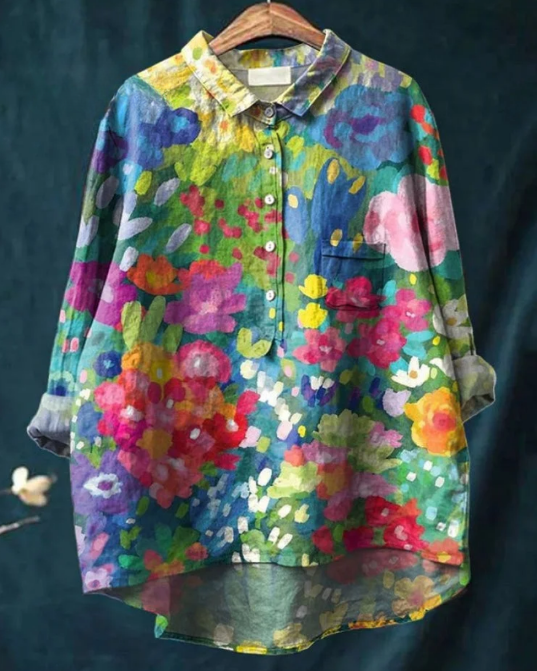 Zahara | Bohemian Blouse Dames | Luchtige Zomerblouse | Lange Mouwen | Artistieke Bloemenprint | Losvallend & Ademend