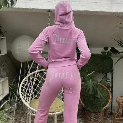 Rivana | Velours Tracksuit Met Rhinestones