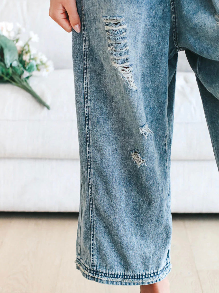 Sandra™ | Trendy Gewassen Denim Overalls met Verstelbare Banden en Casual Fit