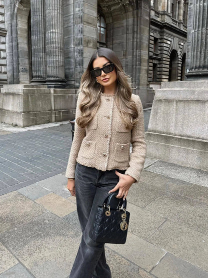 Élodine | Dames Bouclé Blazer Beige