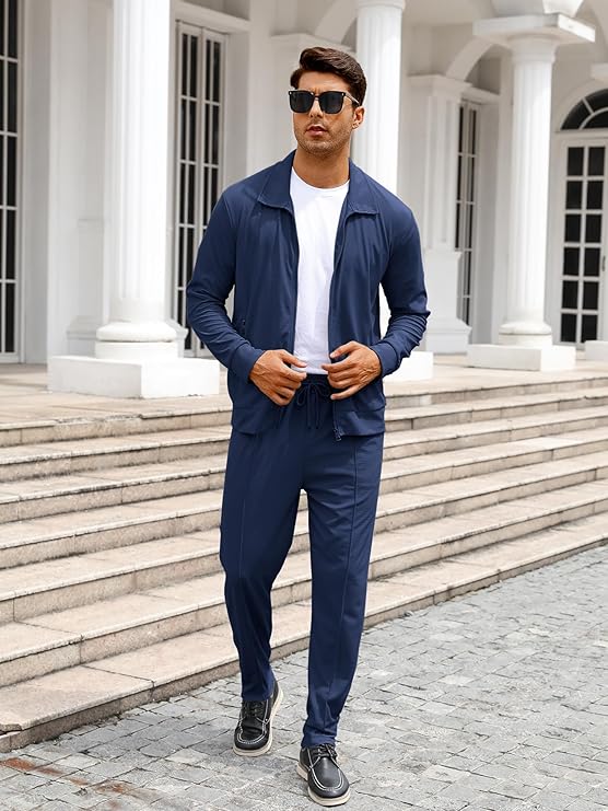 Theo™ | Heren Tweedelig Zomerpak Met Ritssluiting En Elastische Broek | Luxe Smart Casual Co-ord Set