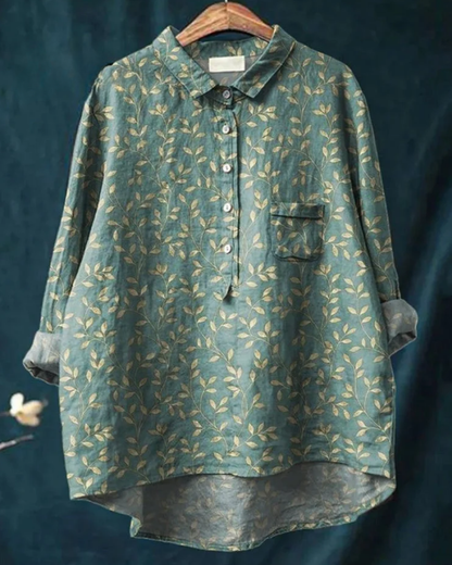 Zahara | Bohemian Blouse Dames | Luchtige Zomerblouse | Lange Mouwen | Artistieke Bloemenprint | Losvallend & Ademend