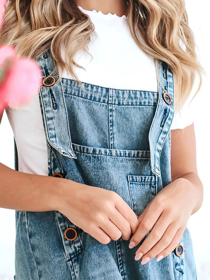 Sandra™ | Trendy Gewassen Denim Overalls met Verstelbare Banden en Casual Fit