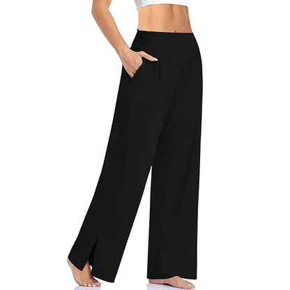 Elara™ | Dames Yoga Lounge Broek met Split | Zachte, Ademend en Comfortabel met Wijde Pijpen en Hoge Taille