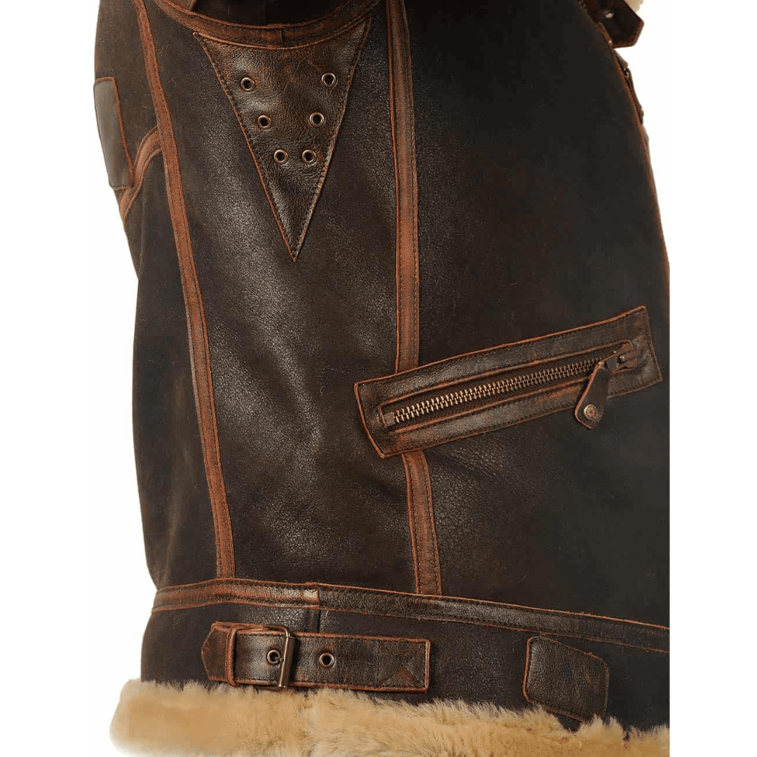 Rheon | Leren Pilotenjas Met Shearling