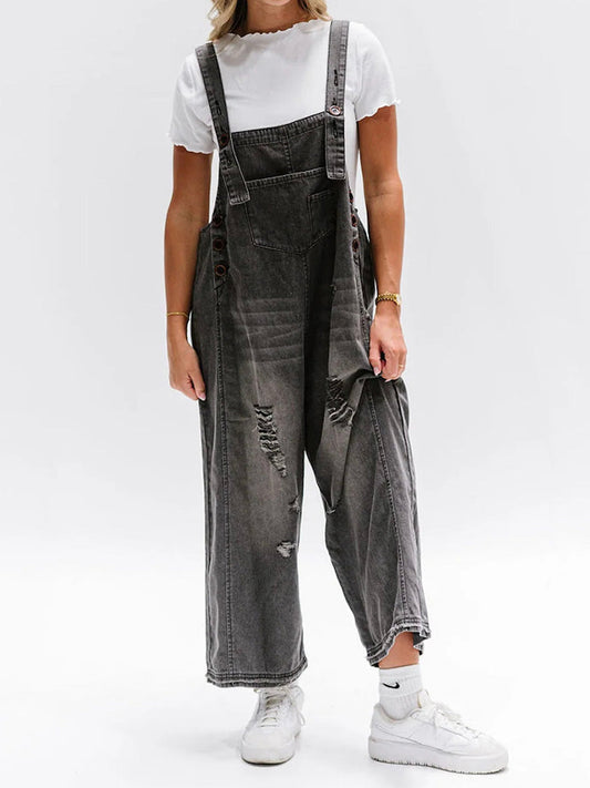 Sandra™ | Trendy Gewassen Denim Overalls met Verstelbare Banden en Casual Fit