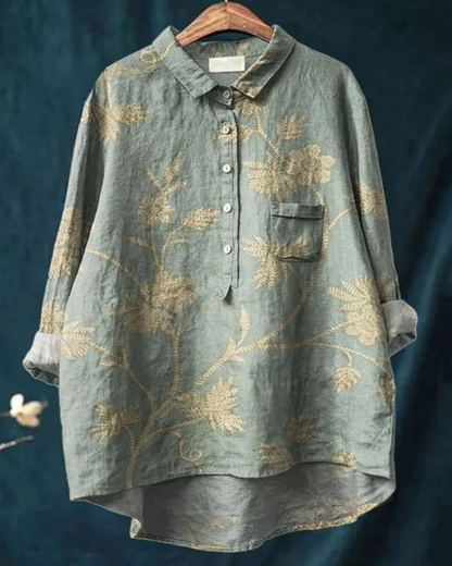 Zahara | Bohemian Blouse Dames | Luchtige Zomerblouse | Lange Mouwen | Artistieke Bloemenprint | Losvallend & Ademend
