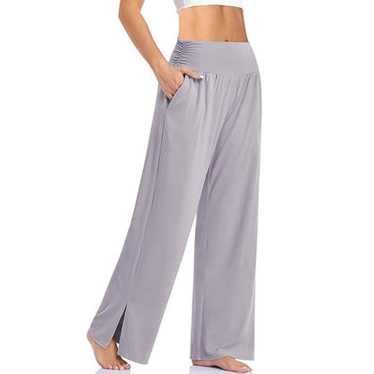 Elara™ | Dames Yoga Lounge Broek met Split | Zachte, Ademend en Comfortabel met Wijde Pijpen en Hoge Taille