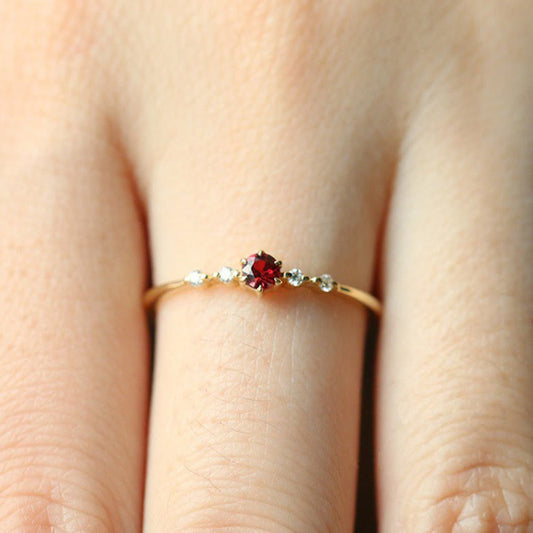 Élodie | Gouden Ring Met Rode Steen Dames