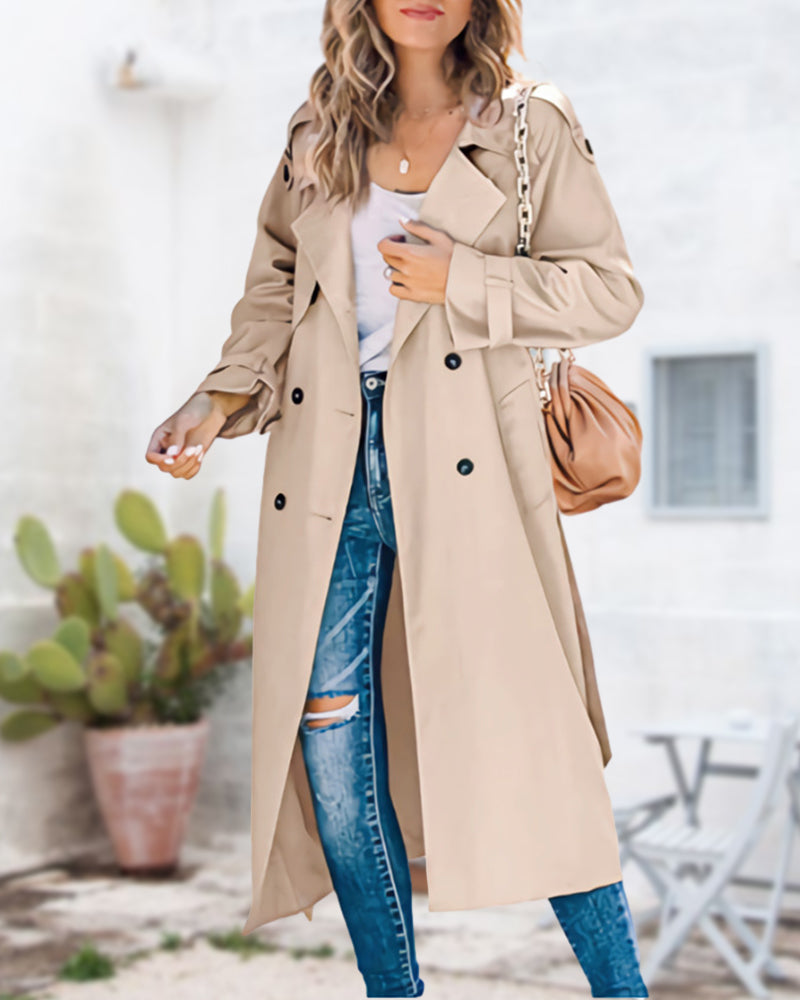 Camille™ | Effen Trenchcoat met Klassieke Reverskraag en Tijdloze Stijl