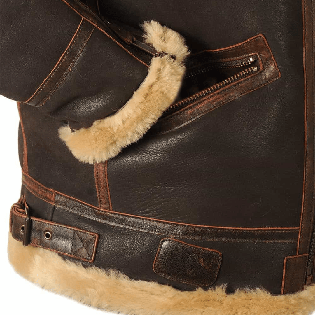 Rheon | Leren Pilotenjas Met Shearling
