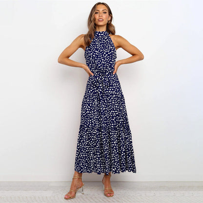Viola | Mouwloze Zomerjurk met Halsstrik en Polkadotprint Dames