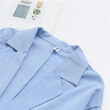 Calista™ | Dames Linnen Zomerpak | Tweedelige Casual Set met Relaxte Blazer en Elastische Rechte Broek
