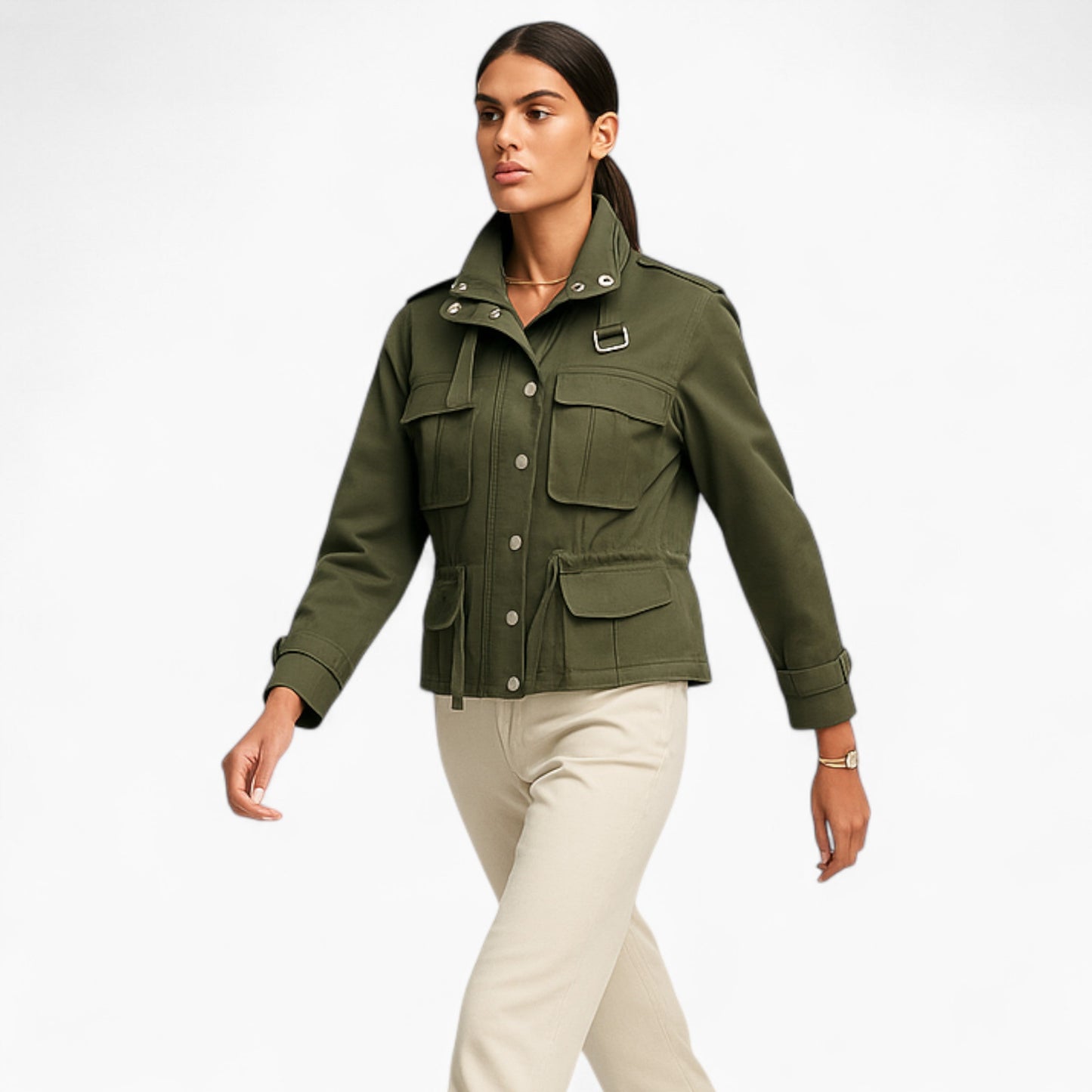 Selene | Cropped Military Jas Dames