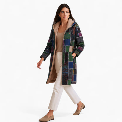 Amaris | Lange Patchwork Winterjas Dames